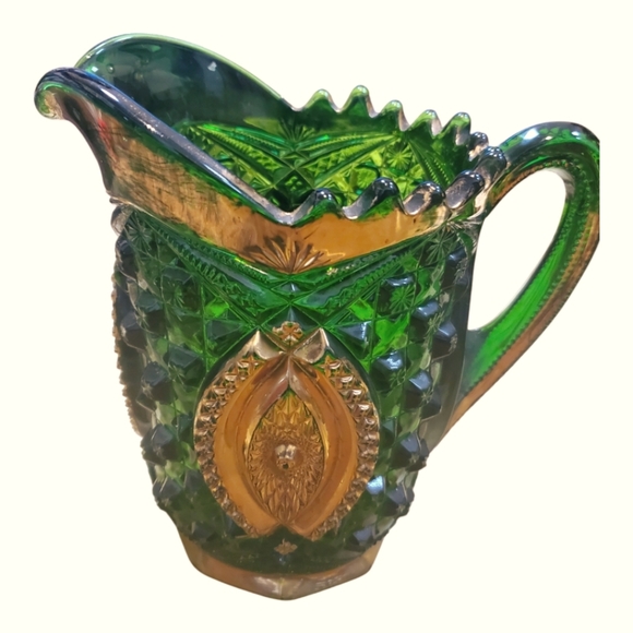 EAPG Northwood Glass Water Set Memphis Green Pitcher and Tumblers (4) MCM - Picture 3 of 6